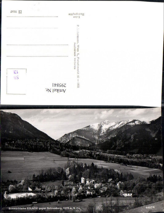295841,Edlach an d. Rax Totale geg. Schneeberg Bergkulisse