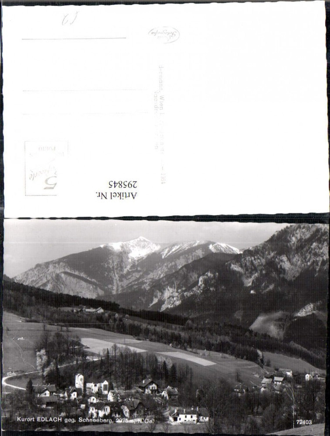 295845,Edlach an d. Rax Totale geg. Schneeberg Bergkulisse