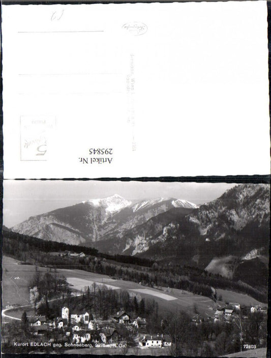 295845,Edlach an d. Rax Totale geg. Schneeberg Bergkulisse