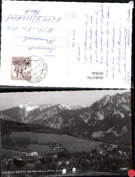 295846,Edlach an d. Rax Totale geg. Schneeberg Bergkulisse