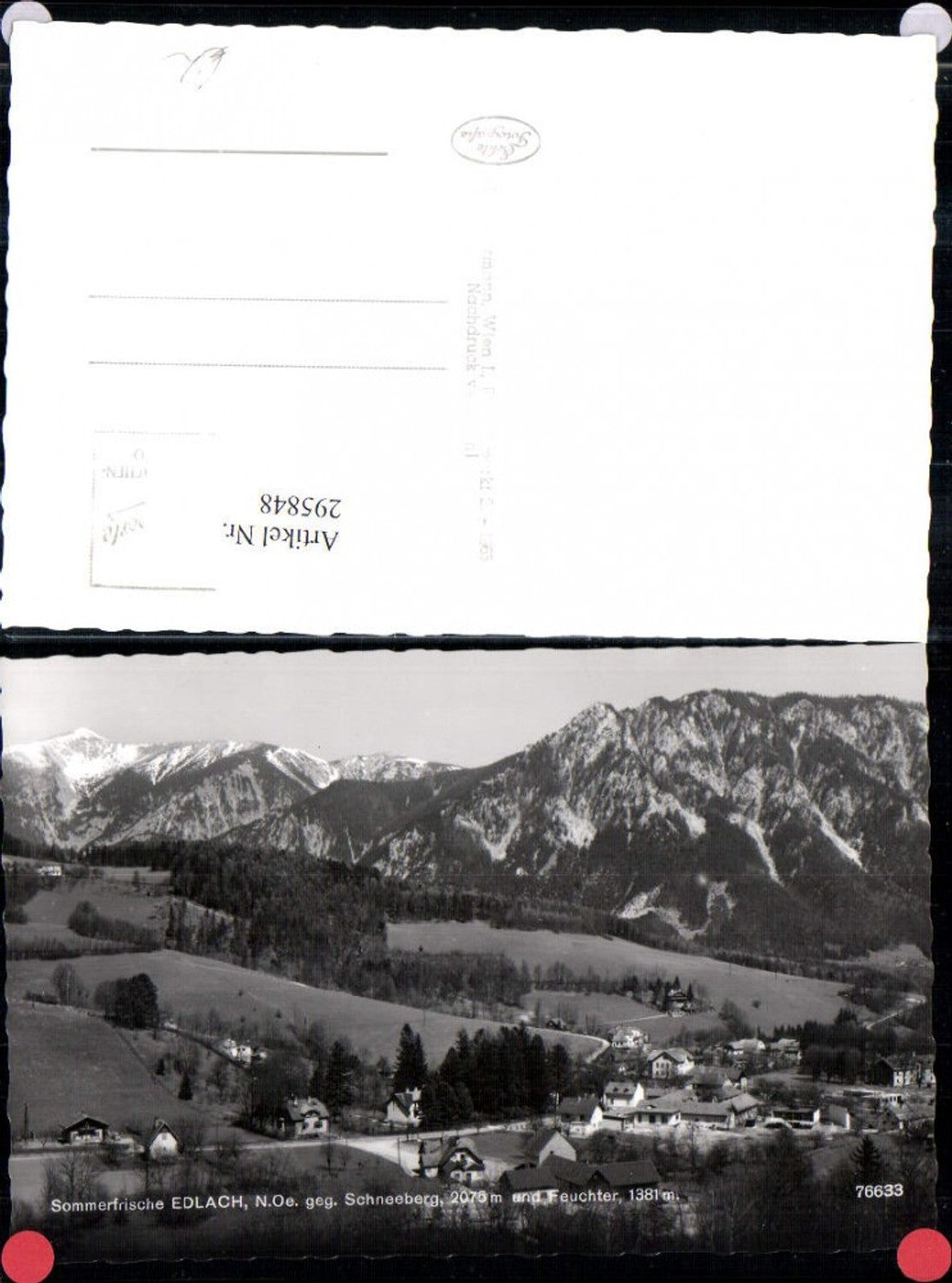 295848,Edlach Totale geg. Schneeberg u. Feuchter Bergkulisse