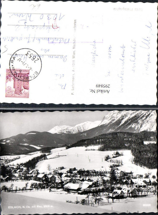 295849,Edlach Totale geg. Rax Bergkulisse Winterbild