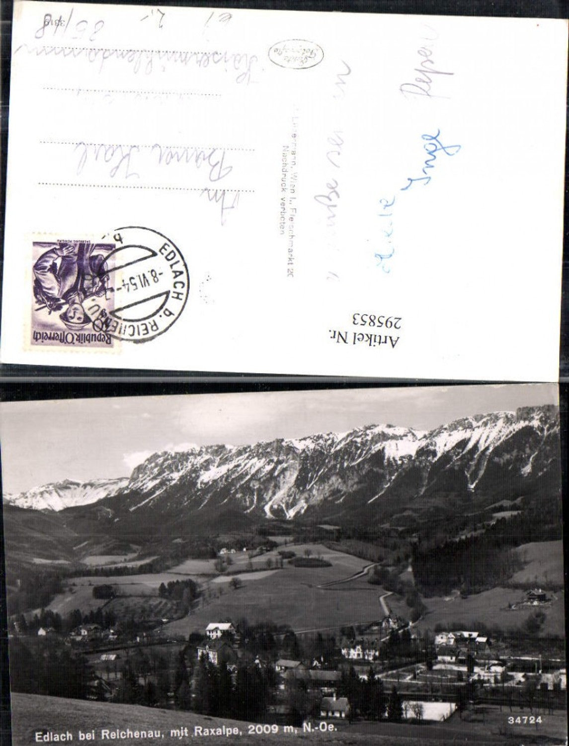 295853,Edlach b. Reichenau an d. Rax Totale m. Raxalpe Bergkulisse