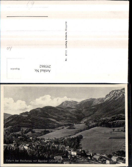 295862,Edlach b. Reichenau Totale m. Raxalpe Bergkulisse