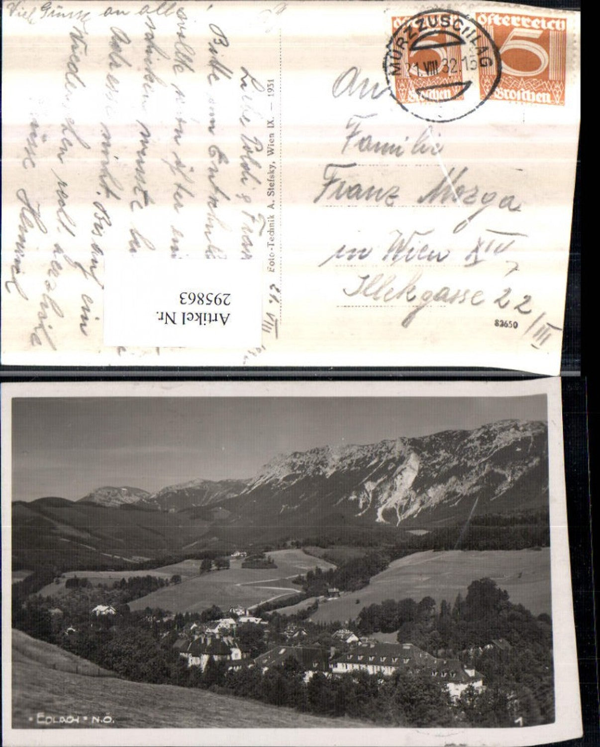 295863,Edlach an d. Rax Totale Bergkulisse