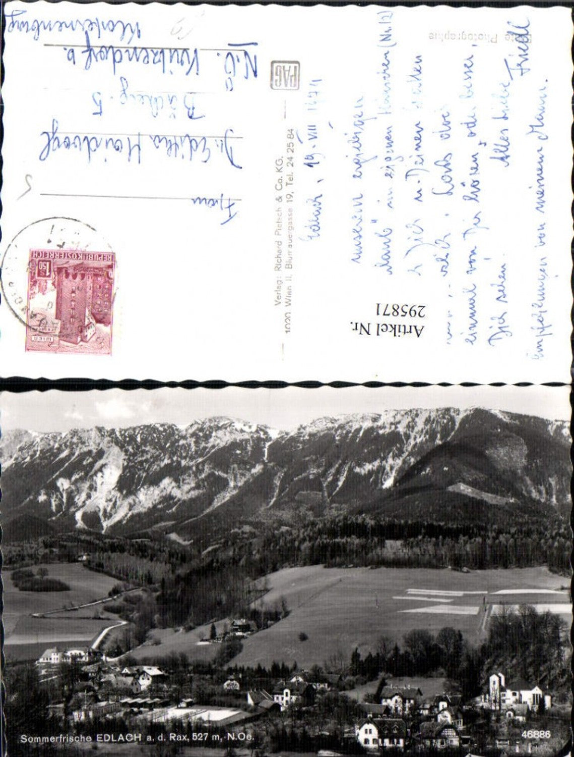295871,Edlach an d. Rax Totale Bergkulisse