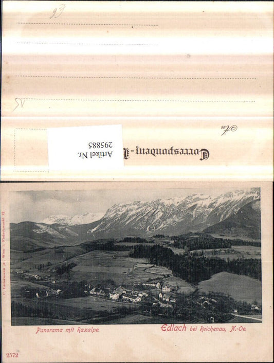295885,Edlach b. Reichenau Totale Panorama m. Raxalpe Bergkulisse