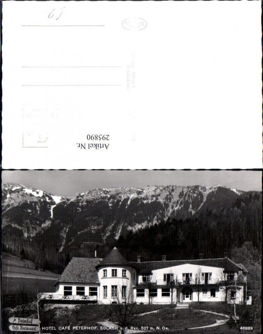 295890,Edlach an d. Rax Hotel Cafe Peterhof Bergkulisse