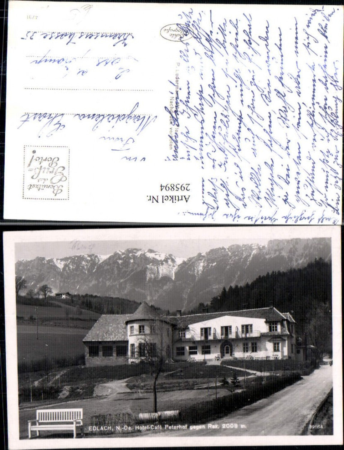 295894,Edlach Hotel Cafe Peterhof geg. Rax Bergkulisse