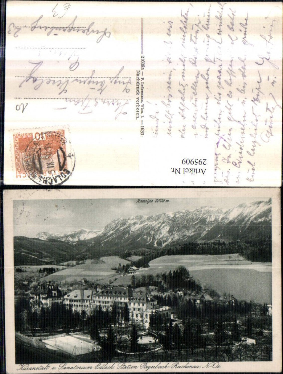 295909,Edlach an d. Rax Kuranstalt u. Sanatorium Bergkulisse