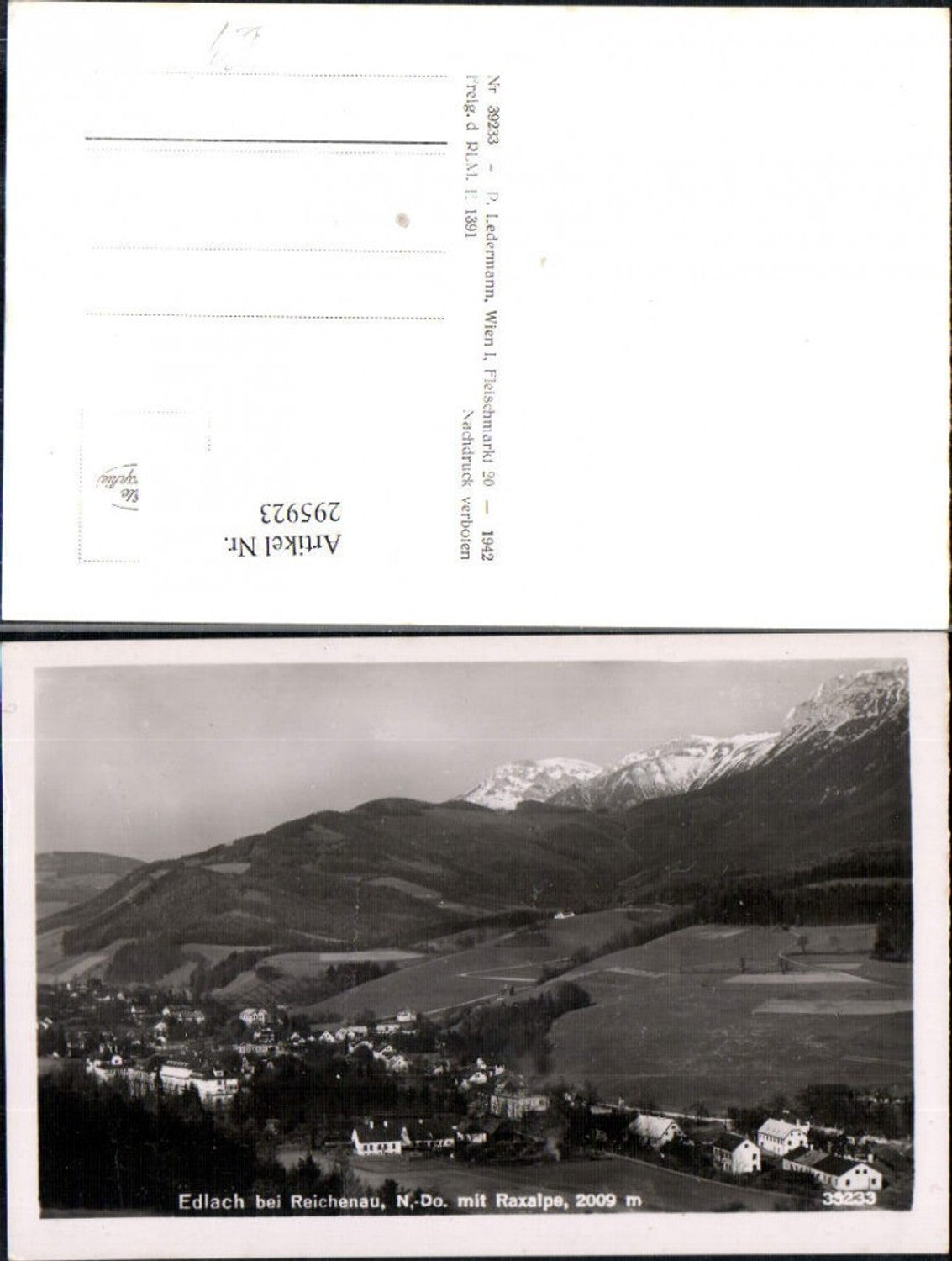 295923,Edlach b. Reichenau Totale m. Raxalpe Bergkulisse