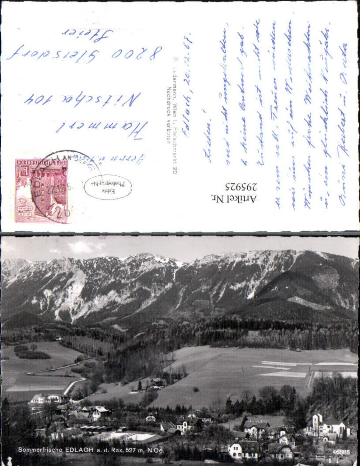 295925,Edlach an d. Rax Totale Bergkulisse