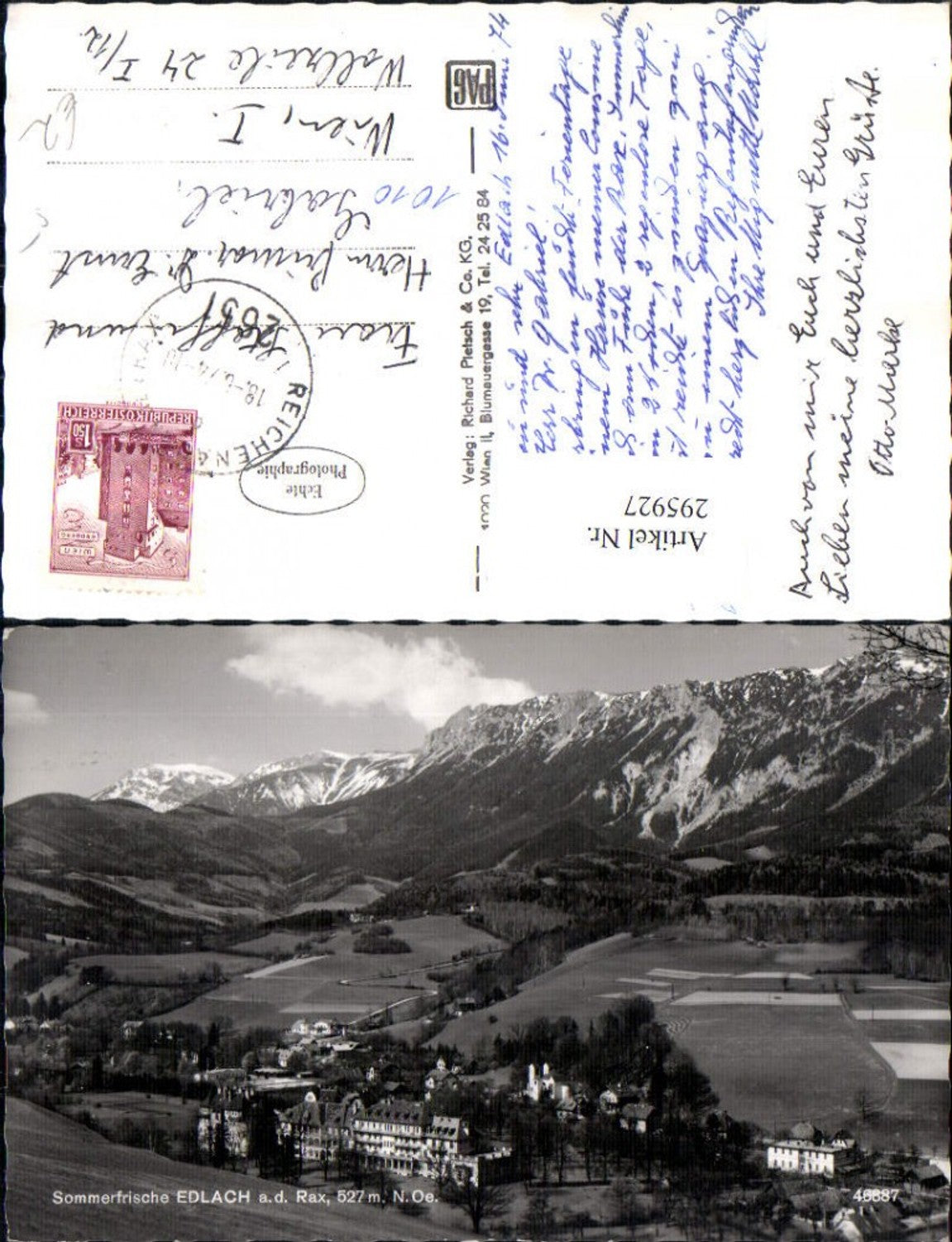 295927,Edlach an d. Rax Totale Bergkulisse