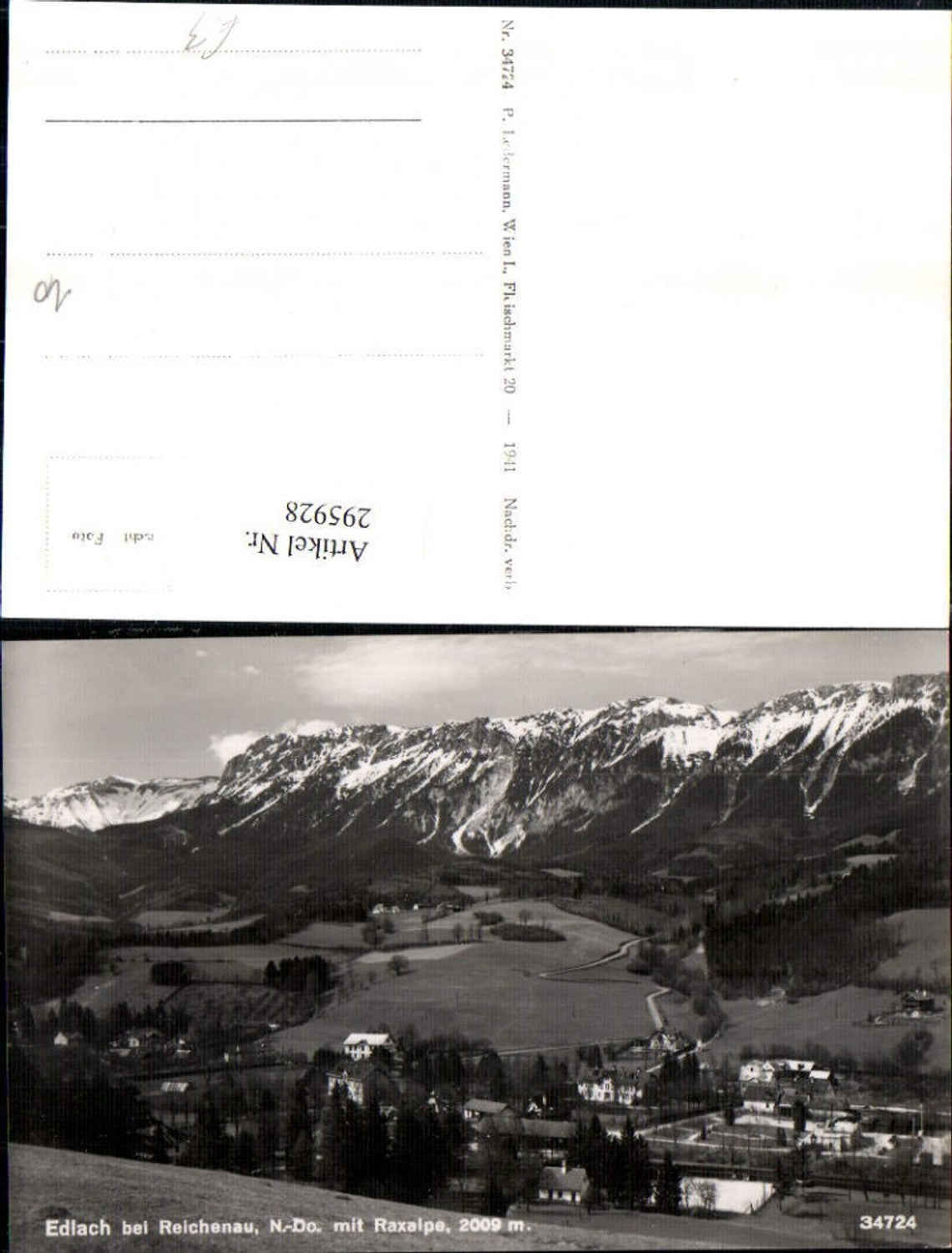 295928,Edlach b. Reichenau Totale m. Raxalpe Bergkulisse