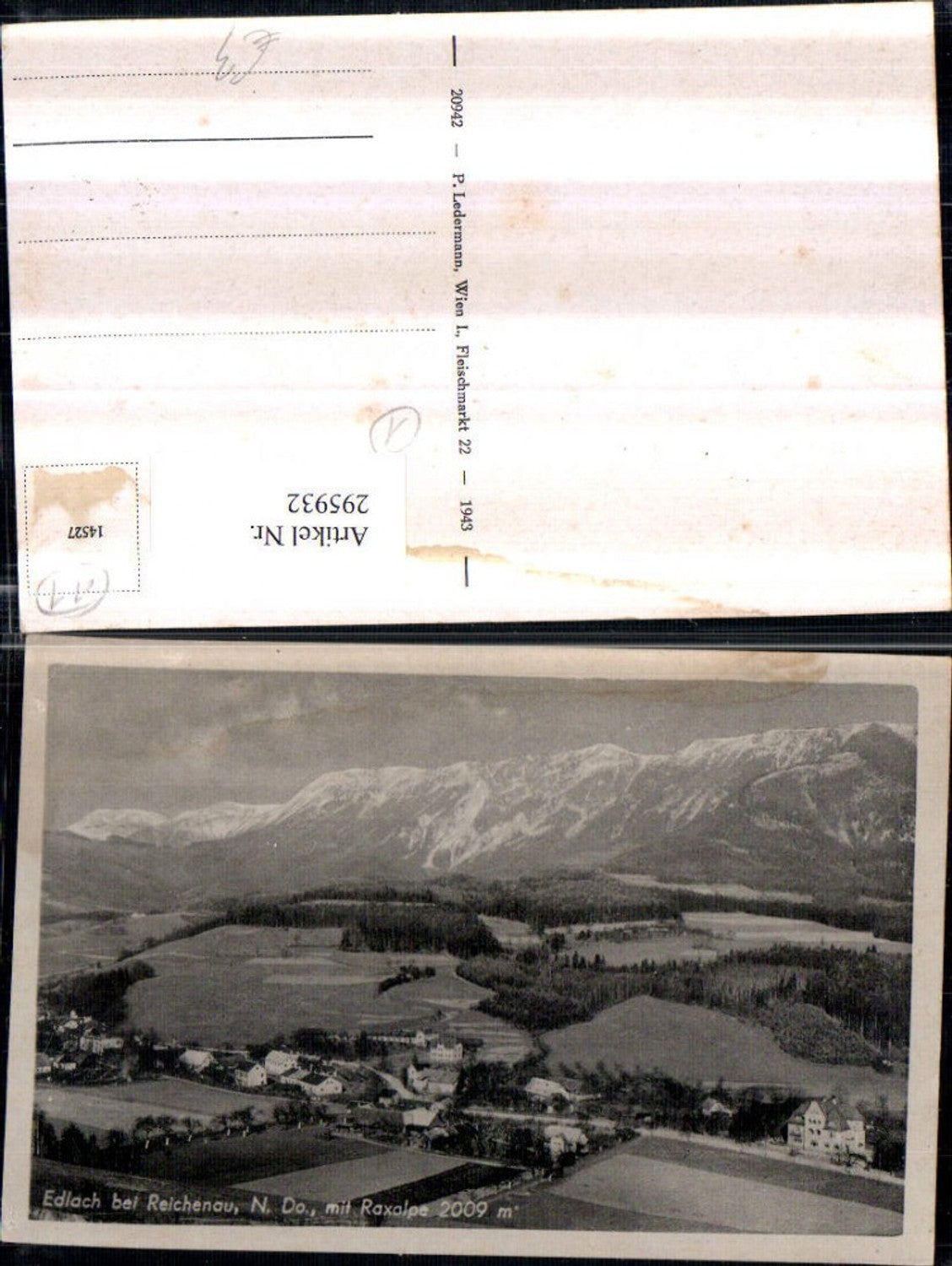 295932,Edlach b. Reichenau Totale m. Raxalpe Bergkulisse