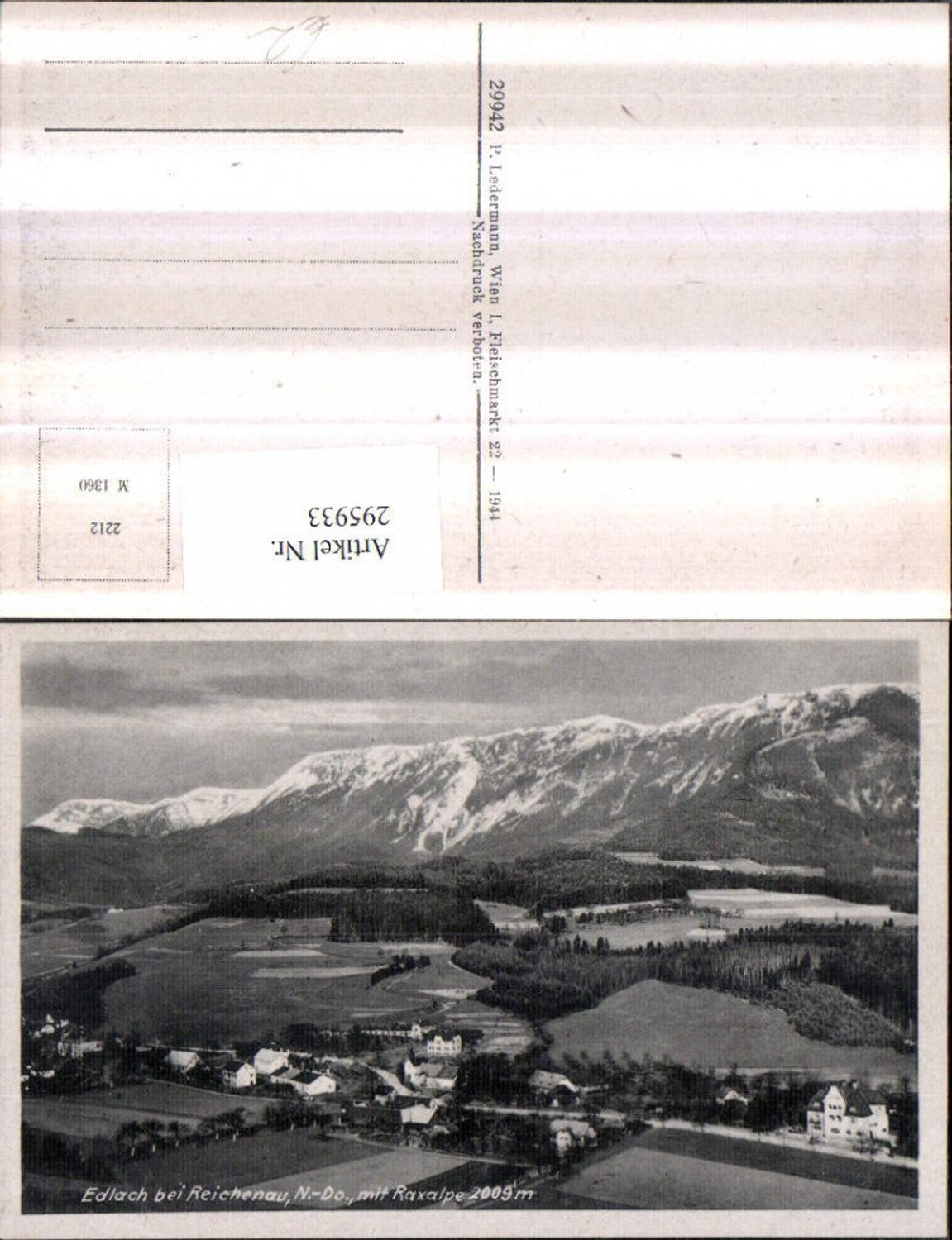 295933,Edlach b. Reichenau Totale m. Raxalpe Bergkulisse