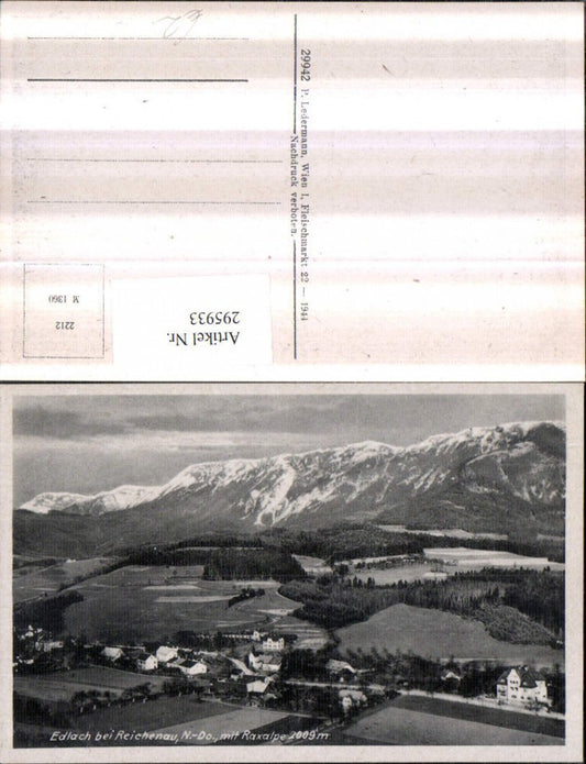 295933,Edlach b. Reichenau Totale m. Raxalpe Bergkulisse