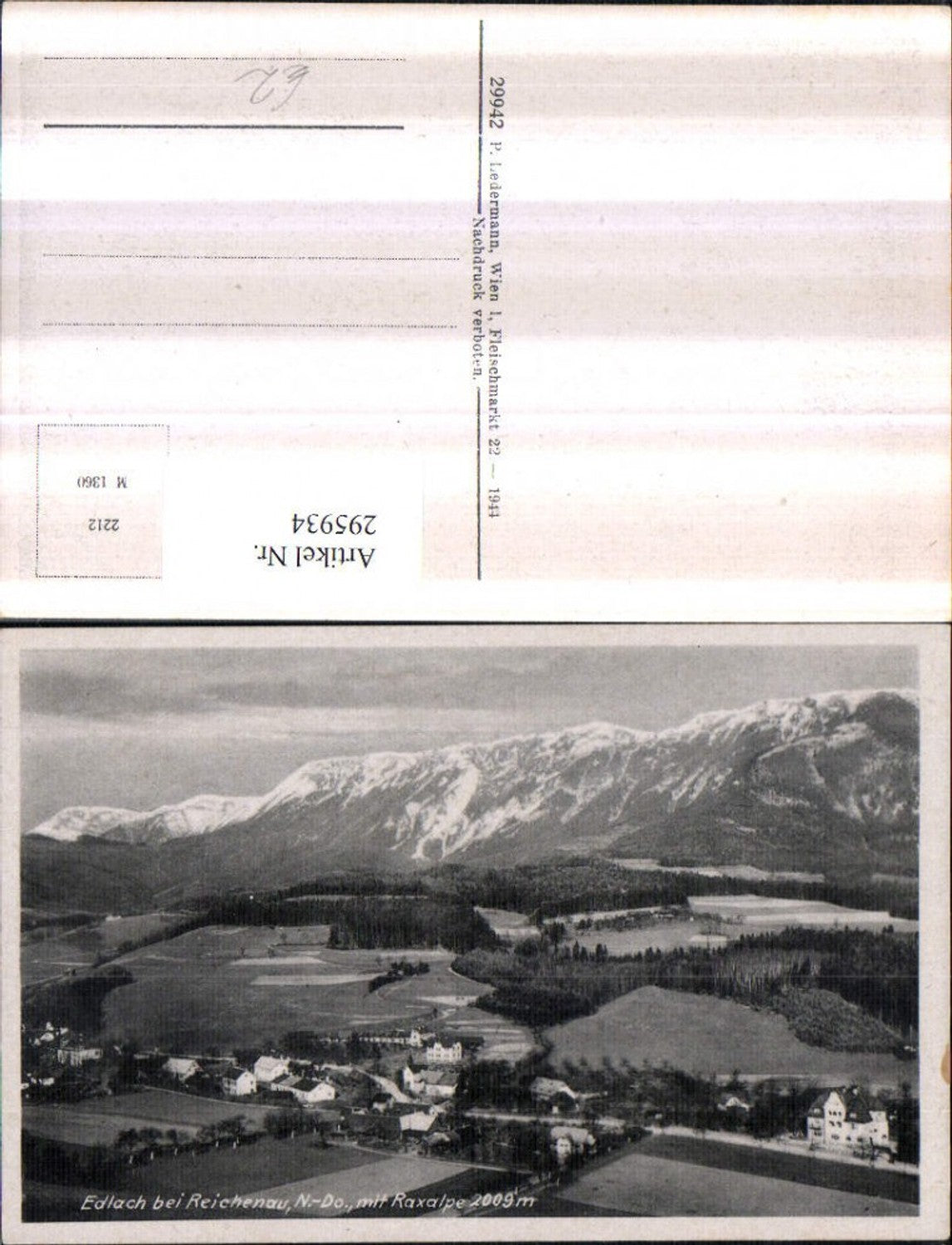 295934,Edlach b. Reichenau Totale m. Raxalpe Bergkulisse