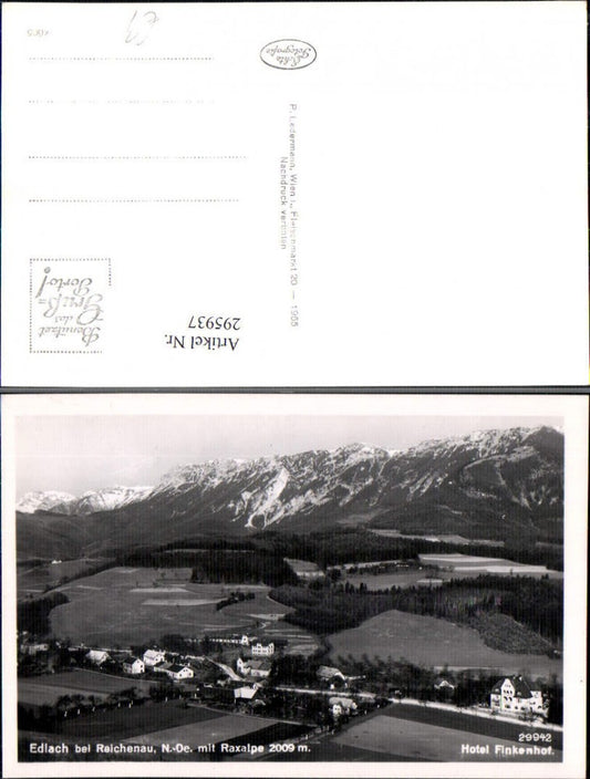 295937,Edlach b. Reichenau Totale m. Hotel Finkenhof geg. Raxalpe Bergkulisse
