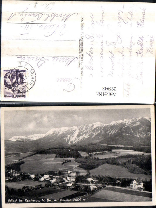 295948,Edlach b. Reichenau Totale m. Raxalpe Bergkulisse