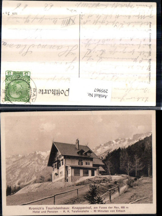 295967,Hotel u. Pension Knappenhof b. Edlach an d. Rax Bergkulisse