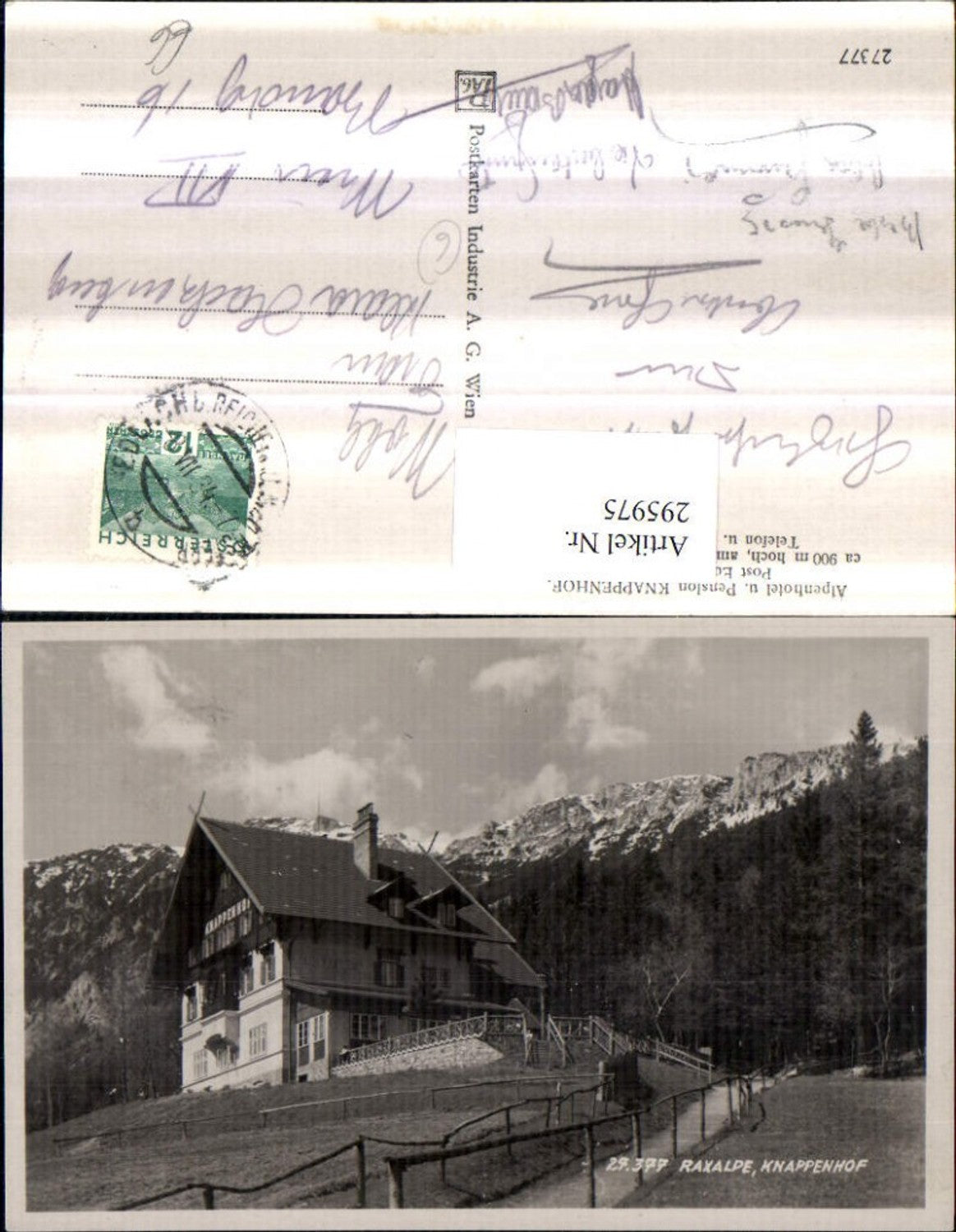 295975,Raxalpe Alpenhotel u. Pension Knappenhof b. Edlach Bergkulisse