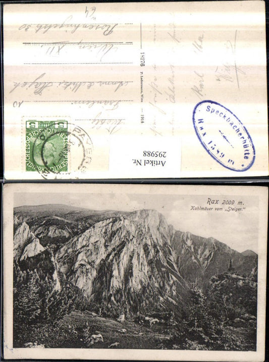 295988,Rax Kahlmäuer vom Steiger Bergkulisse b. Naßwald Schwarzau