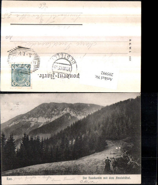 295992,Rax Nasskamm m. Ameisbühel Bergkulisse b. Schwarzau pub Brüder Kohn B.K.W.I. 1058