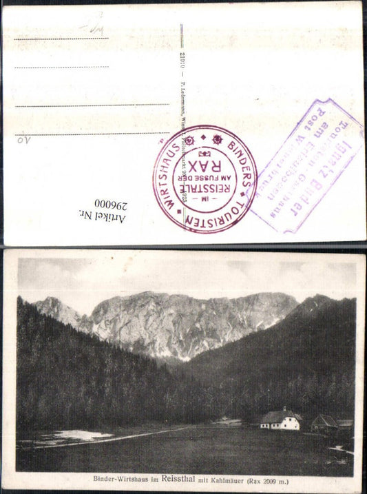 296000,Rax Binder-Wirtshaus im Reißthal m. Kahlmäuer Bergkulisse b. Schwarzau