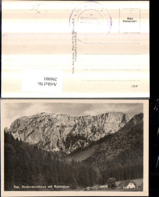 296001,Rax Binder-Wirtshaus m. Kahlmäuer Bergkulisse b. Schwarzau
