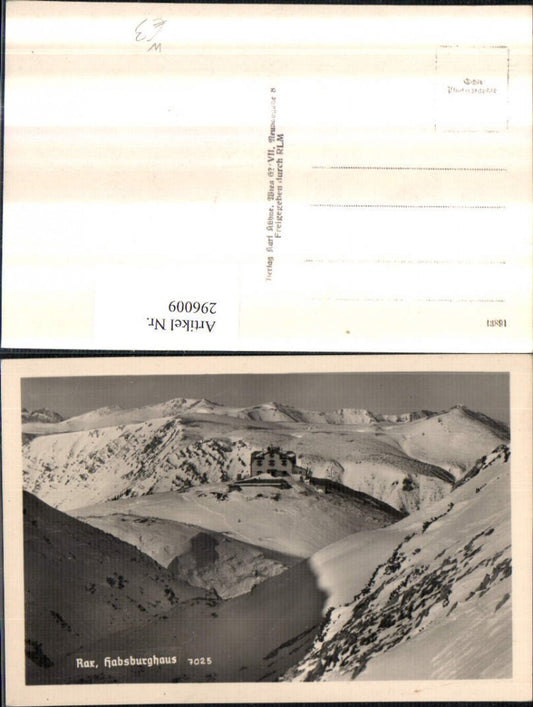 296009,Rax Habsburghaus Berghütte Bergkulisse b. Naßwald Winterbild
