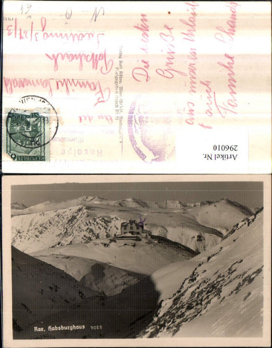 296010,Rax Habsburghaus Berghütte Bergkulisse b. Naßwald Winterbild