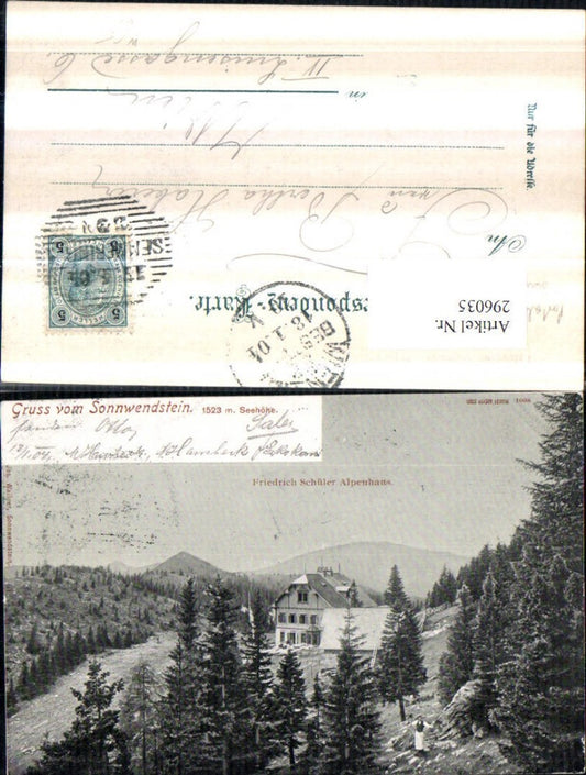 296035,Gruß vom Sonnwendstein b. Semmering Friedrich Schüler-Alpenhaus
