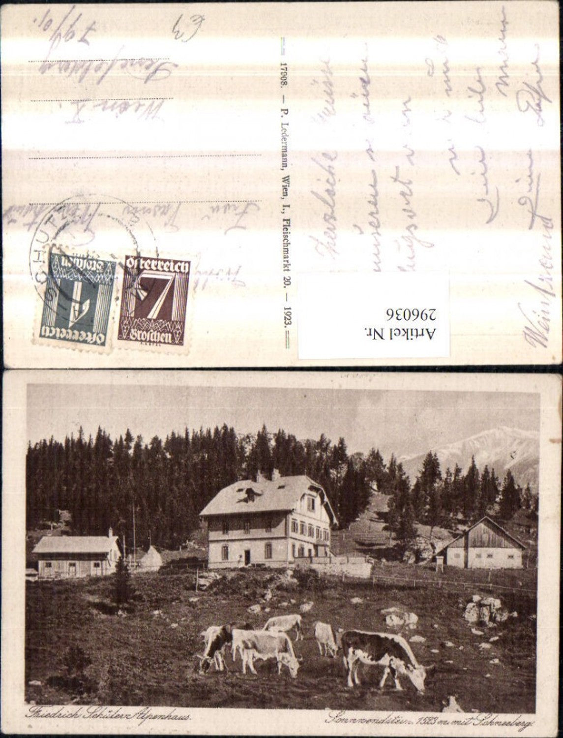 296036,Sonnwendstein Friedrich Schüler-Alpenhaus Berghütte b. Semmering m. Schneeberg