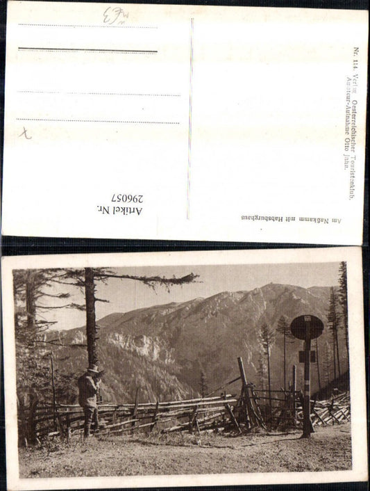 296057,Am Nass-Kamm m. Habsburghaus Bergkulisse b. Naßwald Schwarzau Wegweiser