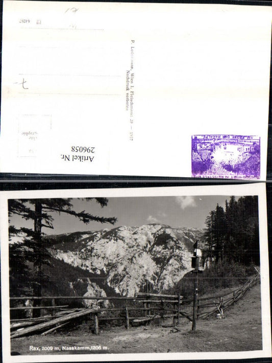 296058,Rax Nass-Kamm Bergkulisse b. Naßwald Schwarzau Wegweiser
