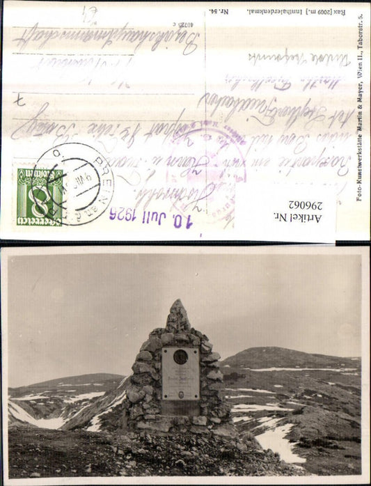 296062,Daniel Innthaler-Denkmal auf der Rax Bergkulisse b. Reichenau Prein