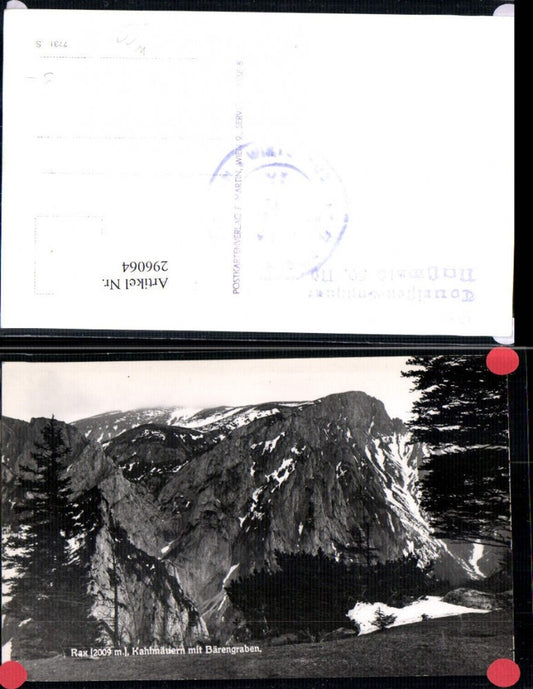 296064,Rax Kahlmäuer m. Bärengraben Bergkulisse b. Naßwald Schwarzau
