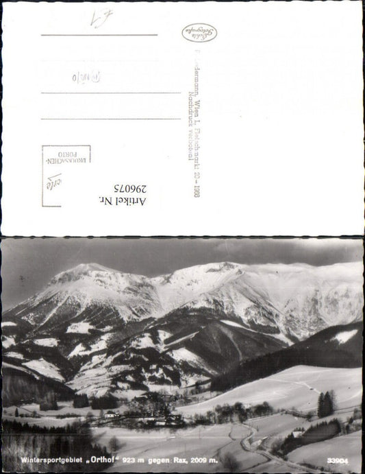 296075,Orthof Totale geg. Rax Bergkulisse Winterbild