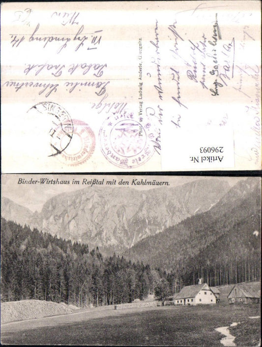 296093,Binder-Wirtshaus im Reißtal m. d. Kahlmäuern Bergkulisse b. Naßwald Schwarzau