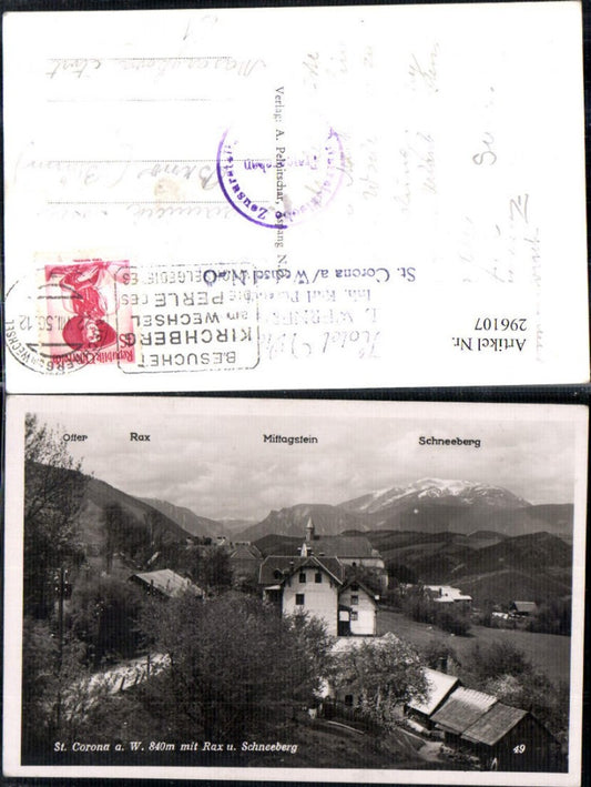 296107,St. Corona am Wechsel Teilansicht m. Rax u. Schneeberg Bergkulisse