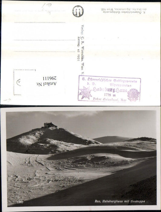 296111,Rax Habsburghaus Berghütte Bergkulisse m. Heukuppe b. Schwarzau Winterbild