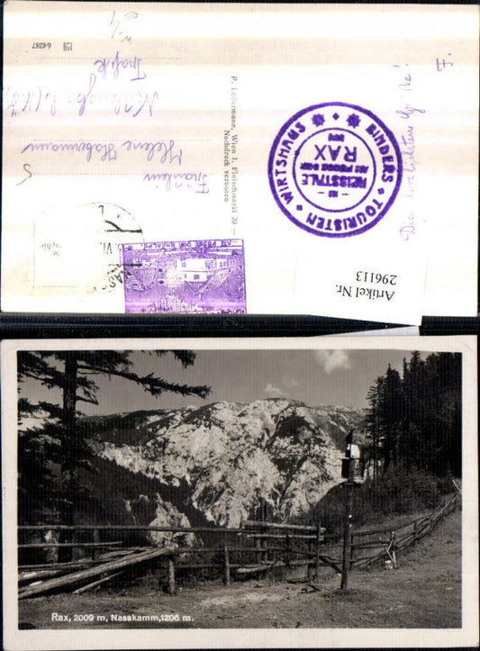 296113,Rax Nass-Kamm Bergkulisse b. Naßwald Schwarzau Wegweiser