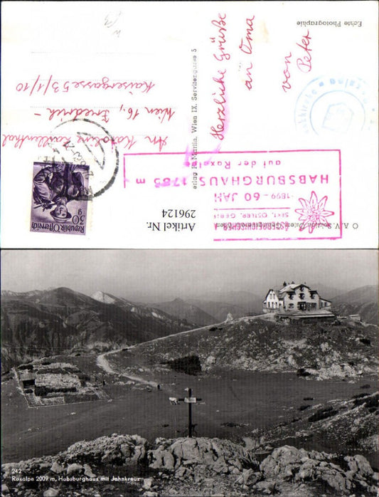296124,Rax Habsburghaus Berghütte m. Jahnkreuz Bergkulisse b. Naßwald Schwarzau
