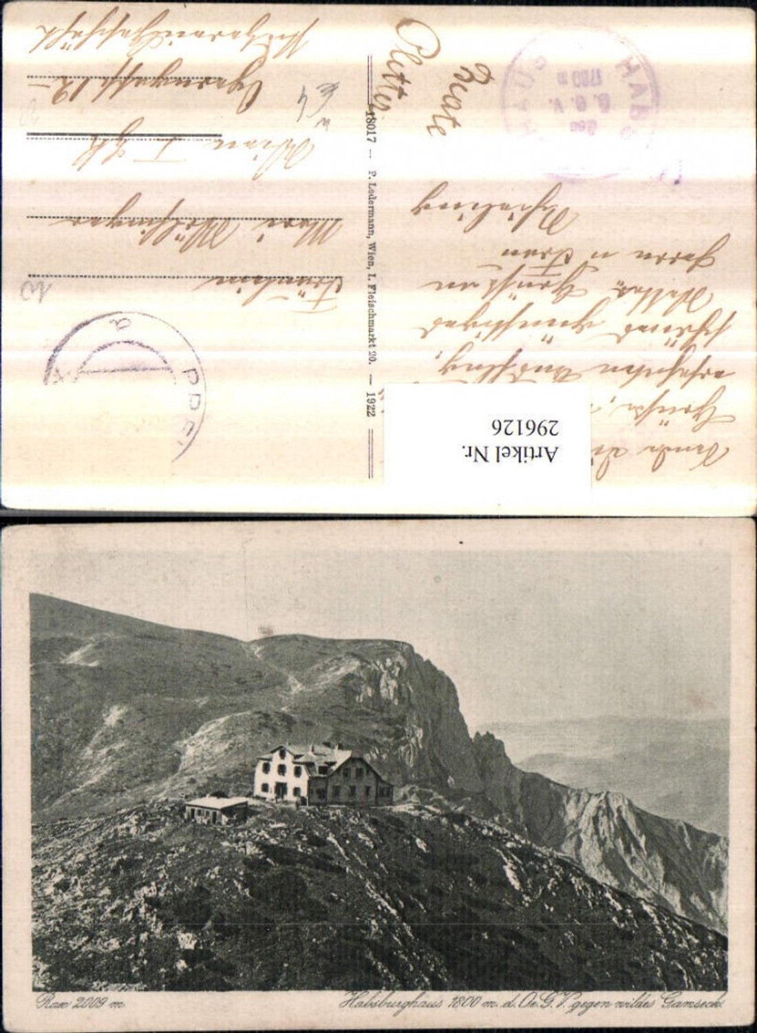 296126,Rax Habsburghaus Berghütte geg. Gamseck Bergkulisse b. Naßwald Schwarzau