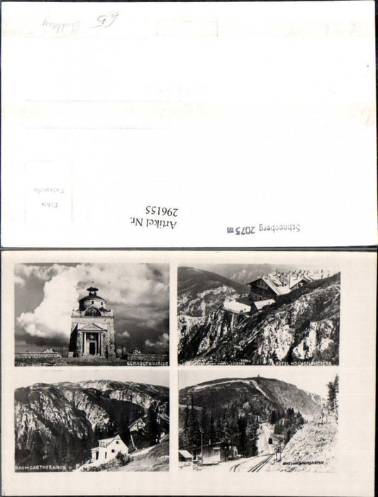 296155,Schneeberg Elisabethkirche Hotel Station Baumgartnerhaus b. Puchberg Mehrbildkarte