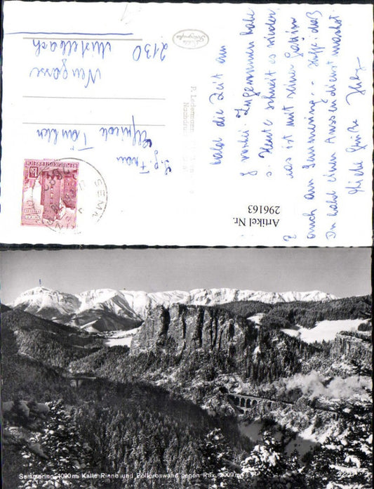 296163,Semmering Viadukt Kalte Rinne u. Polleroswand geg. Rax Bergkulisse Winterbild