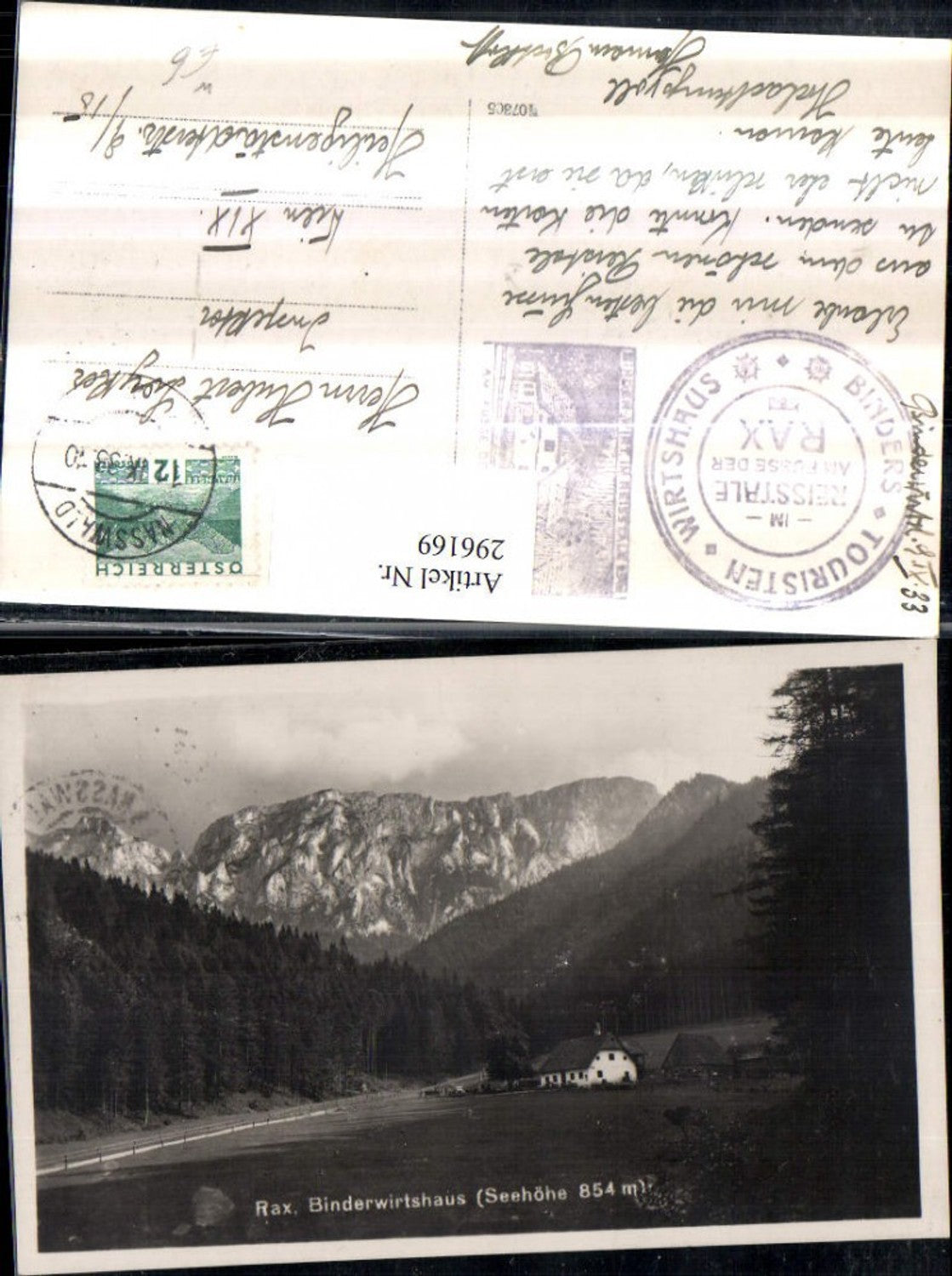 296169,Rax Binder-Wirtshaus Bergkulisse b. Naßwald Schwarzau