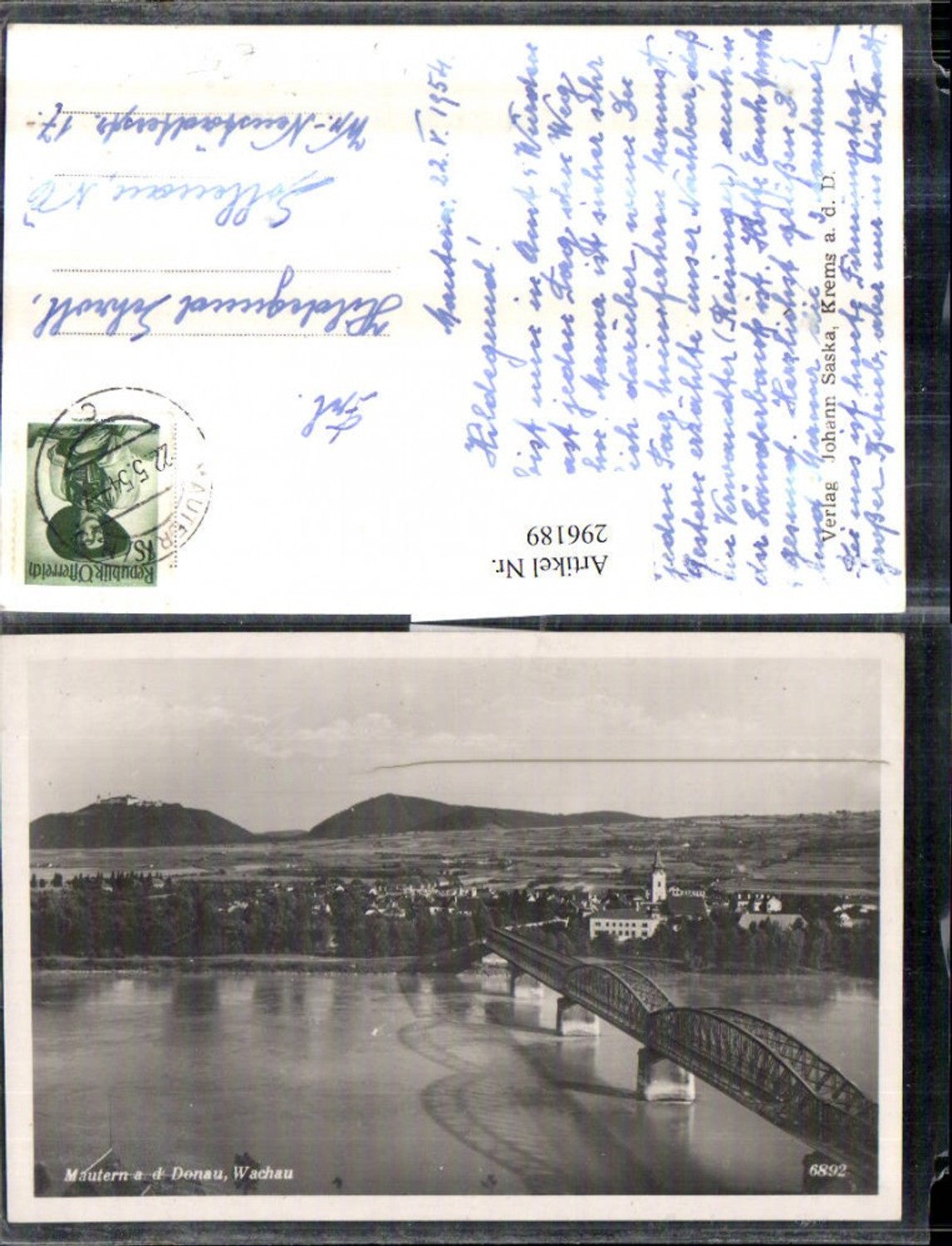 296189,Wachau Mautern an d. Donau Totale Brücke