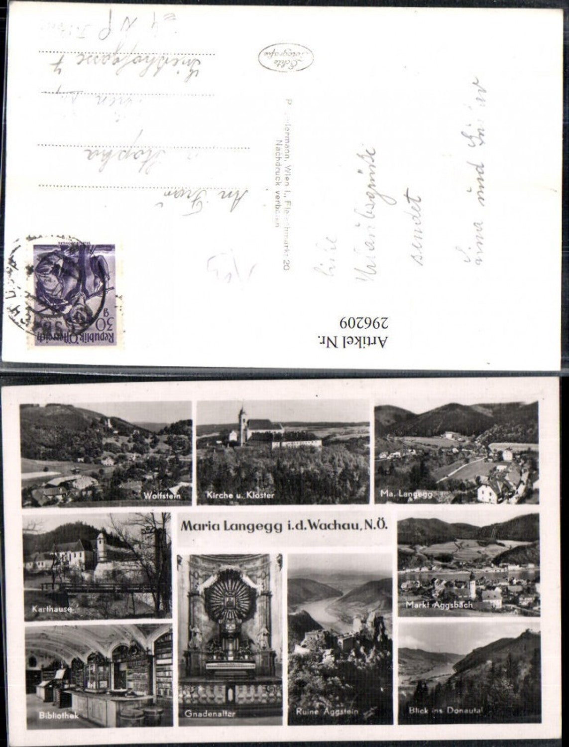 296209,Maria Langegg in d. Wachau Totale Kirche Bibliothek Aggstein Aggsbach Mehrbildkarte